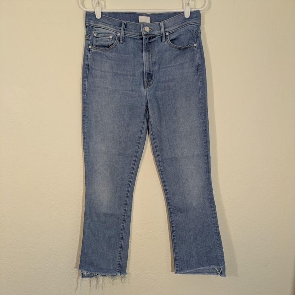 MOTHER Insider Crop Step Fray Jeans‎ 29 One Smart Cookie Mid Blue Wash Made USA